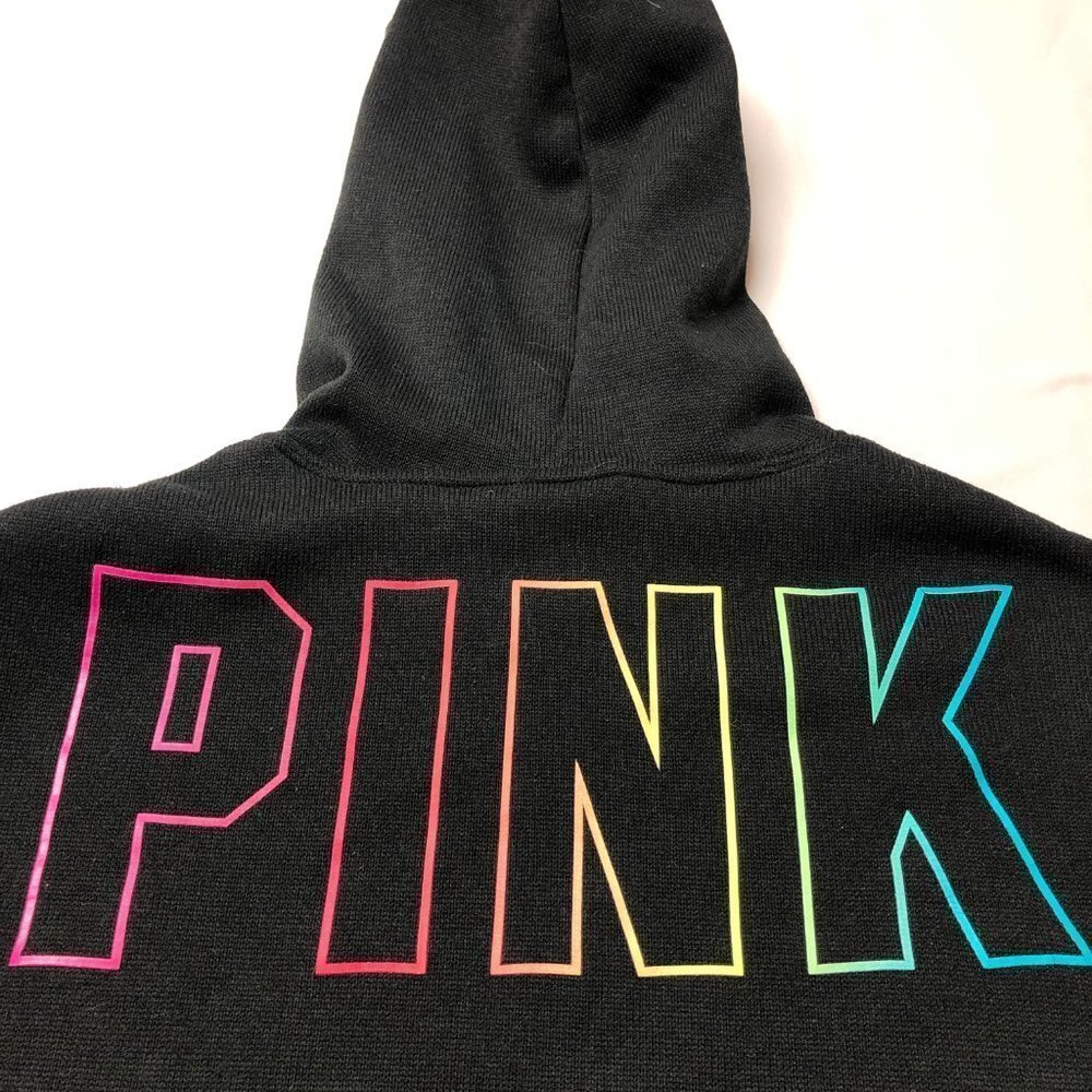 Victoria's Secret PINK Black Crop Hoodie Size Small